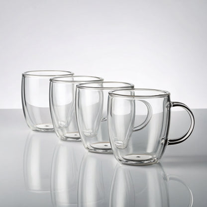 Glass Coffee Mug Set, 4-Piece