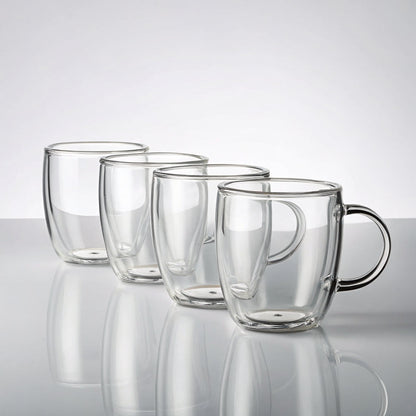 Glass Coffee Mug Set, 4-Piece